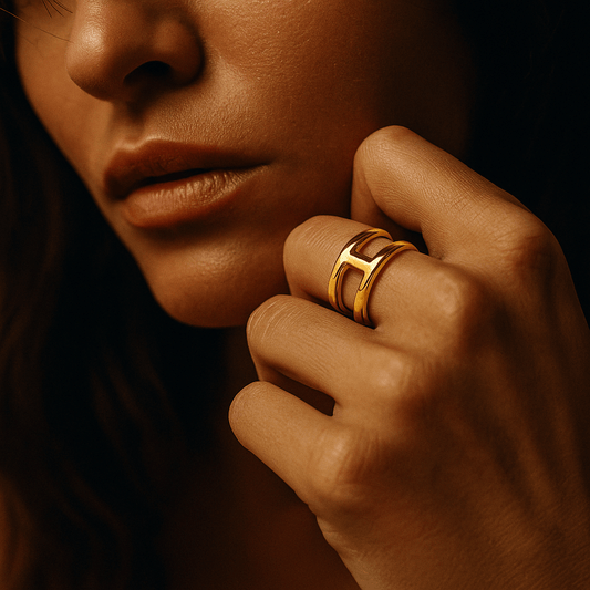 Bague Elena – Plaqué or design architectural