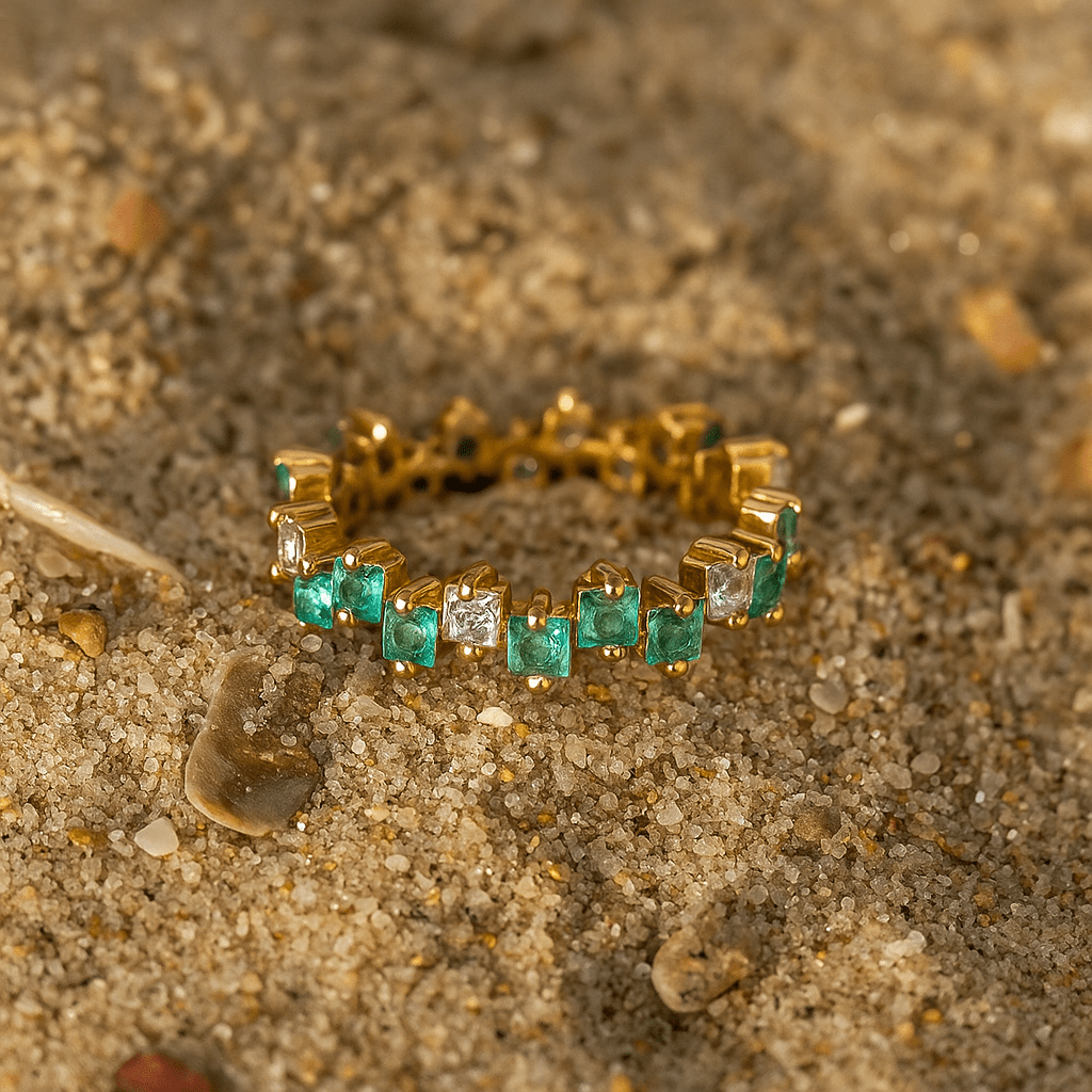 Bague Luce – Plaqué or 18k & pierres fines | L’Atelier de Malte Bleu Lac / 6