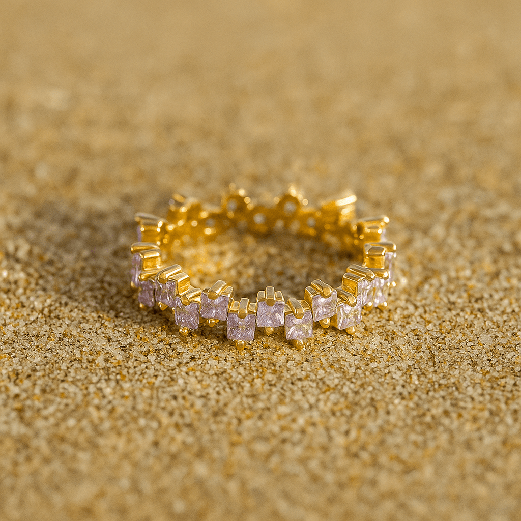 Bague Luce – Plaqué or 18k & pierres fines | L’Atelier de Malte Violet Clair / 6