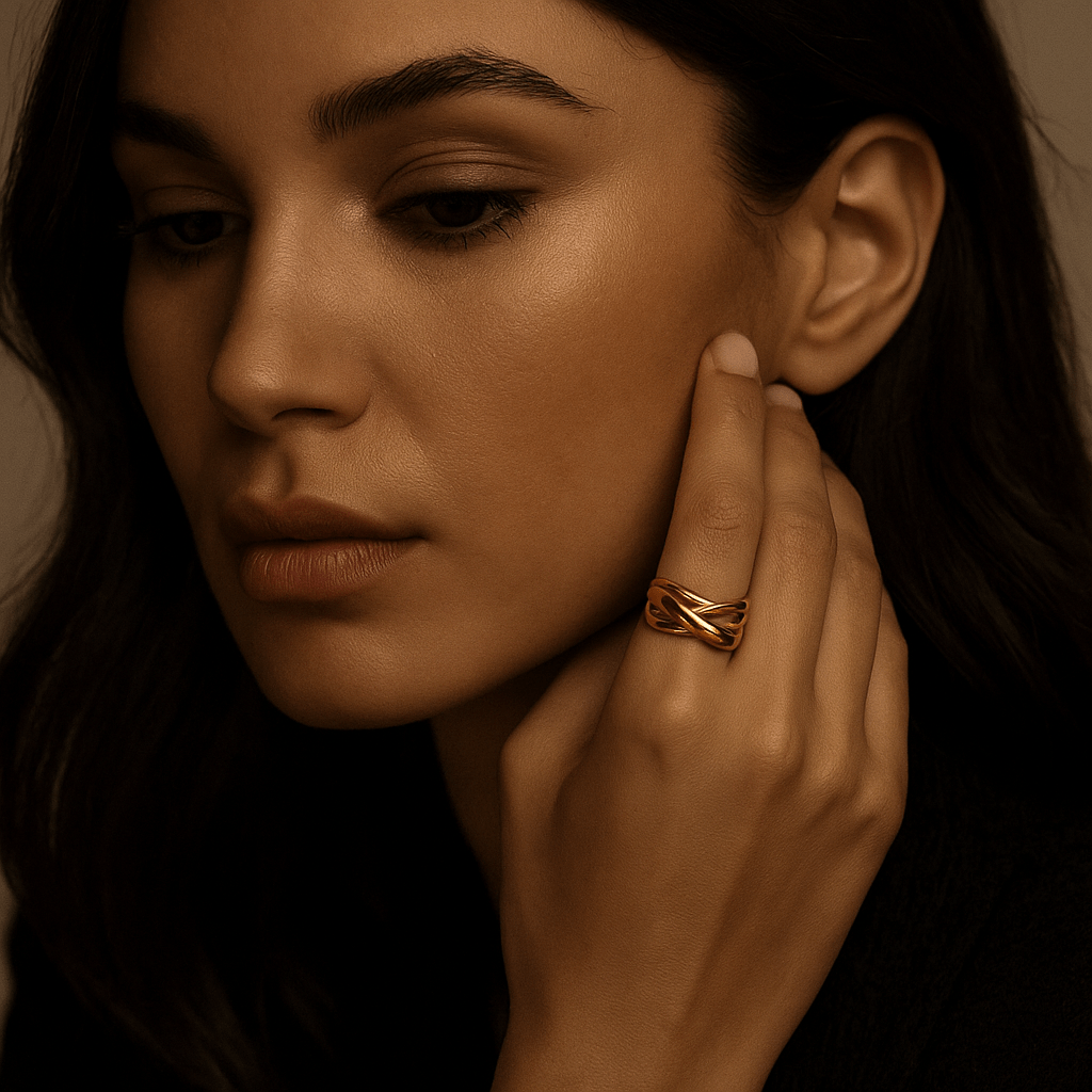 Bague Sogno – Plaqué or 14k & anneaux croisés | L’Atelier de Malte