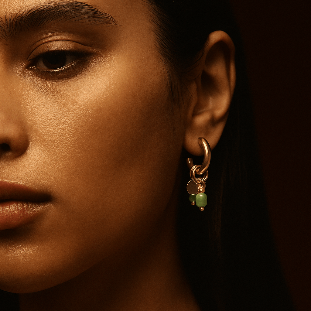 Boucles – Créoles or & pierres naturelles Maria | L’Atelier de Malte
