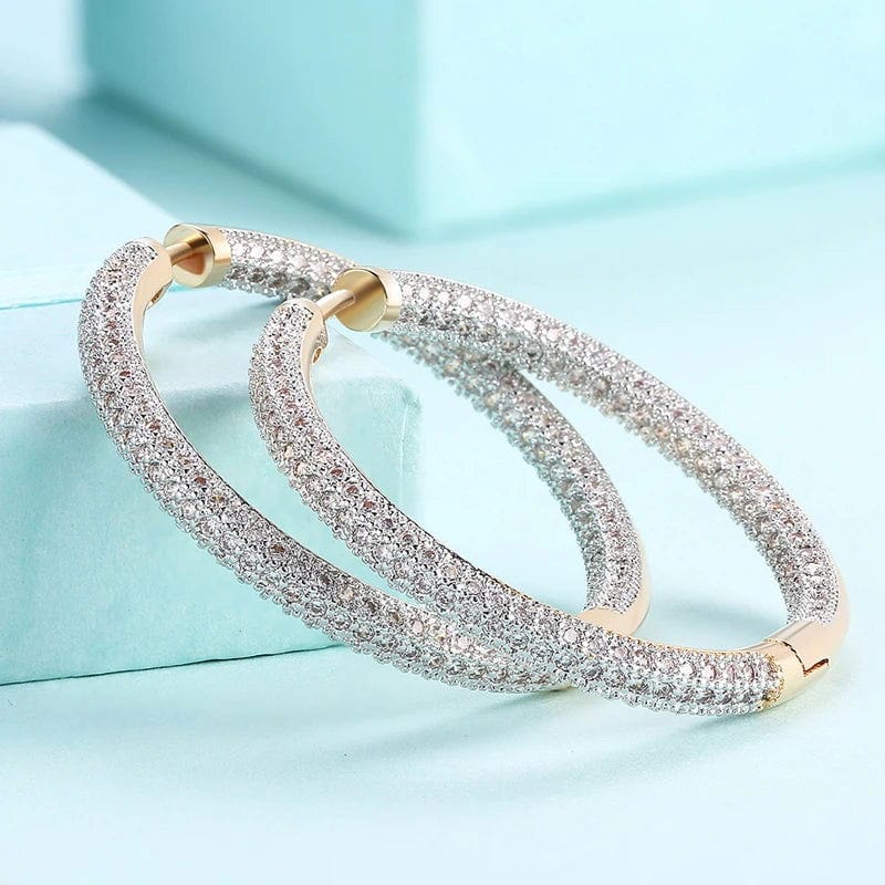 Boucles créoles zircon – Fauna argent 925 & or 18K | L’Atelier de Malte