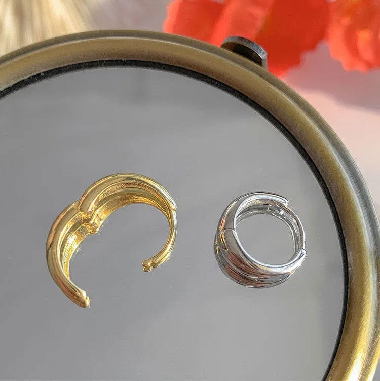 Boucles Crepuscolo – Mini créoles argent & or 14K | L’Atelier de Malte