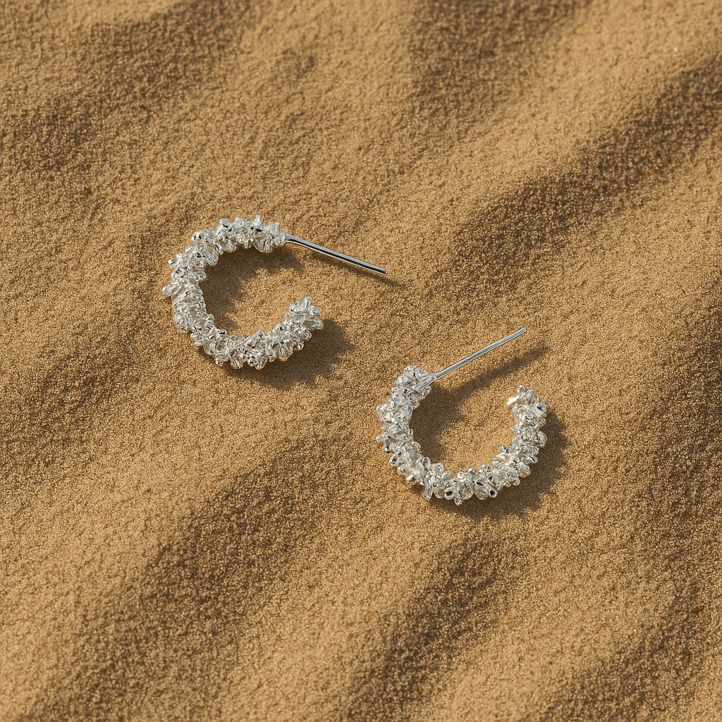 Boucles d’oreilles créoles – Palladio acier plaqué or & argent 925 | L’Atelier de Malte Argent