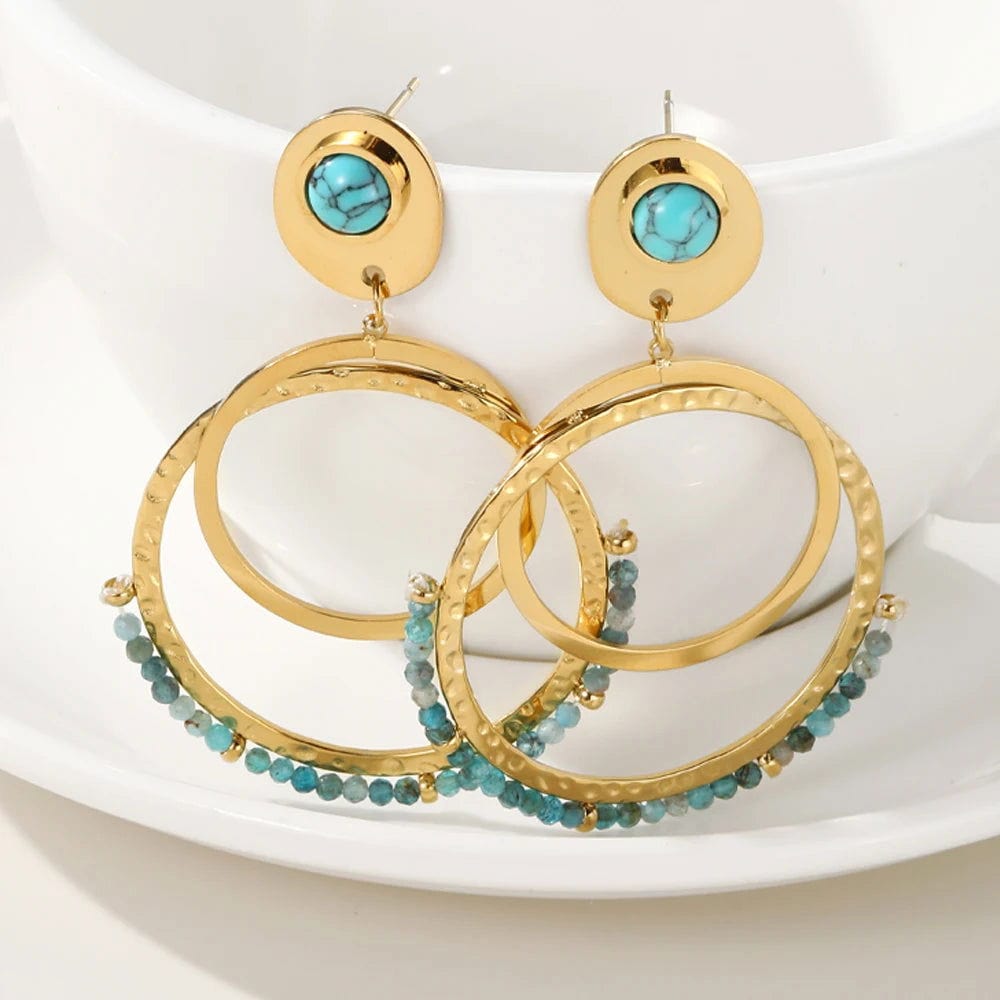 Boucles Profumo – Or 18k & pierres turquoise | L’Atelier de Malte