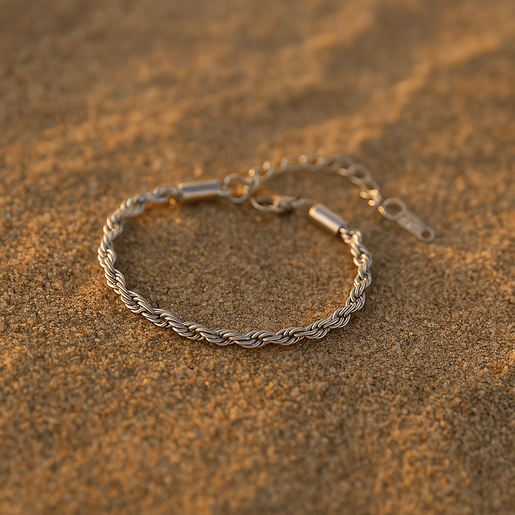 Bracelet chaîne torsadée – Or ou argent 925 femme | L’Atelier de Malte Argent / 4mm