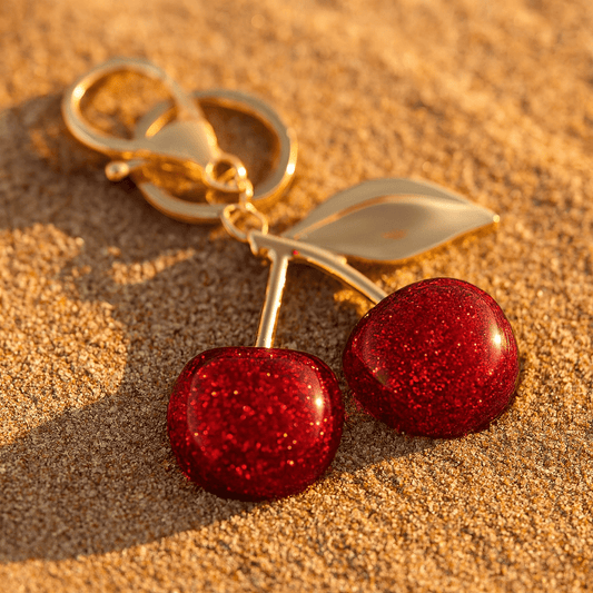 Charm Cerise – Plaqué or & verre rouge sculpté