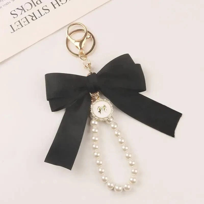 Charm de Sac à main Satin & Perles – Porte-clés Élégant Femme