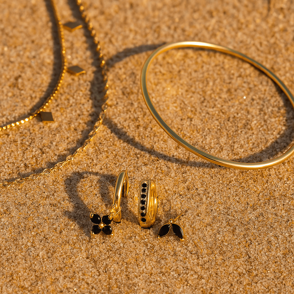 Coffret Famiglia – 3 bijoux dorés 18k | L’Atelier de Malte onyx noir
