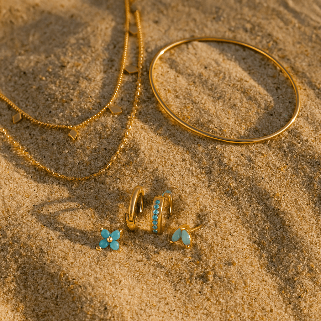 Coffret Famiglia – 3 bijoux dorés 18k | L’Atelier de Malte topaze bleue