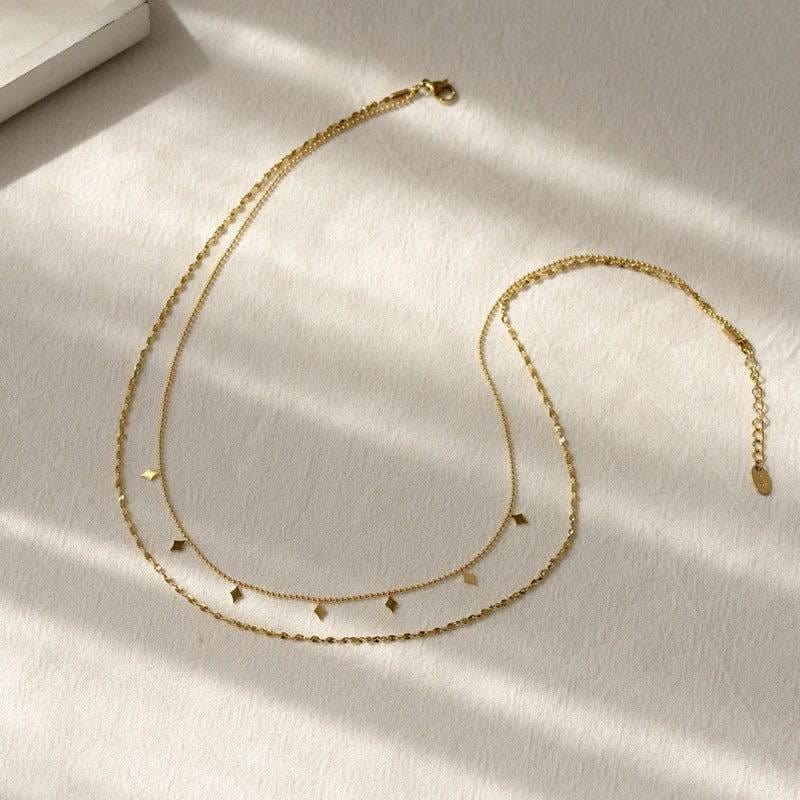 Collier Double rangs plaqué or & pampilles | Paola L’Atelier de Malte