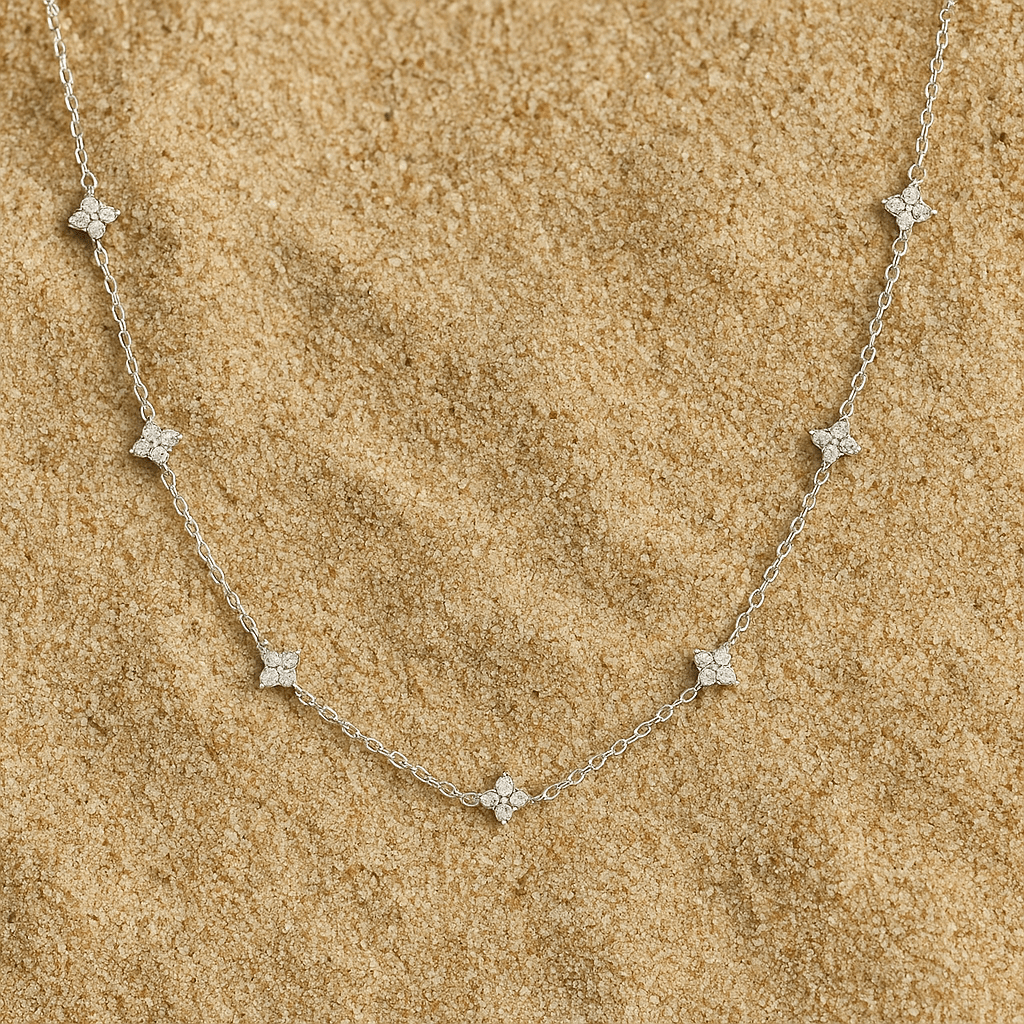 Collier Fiori – Collier fleur argent 925 & zircon | L’Atelier de Malte Argent