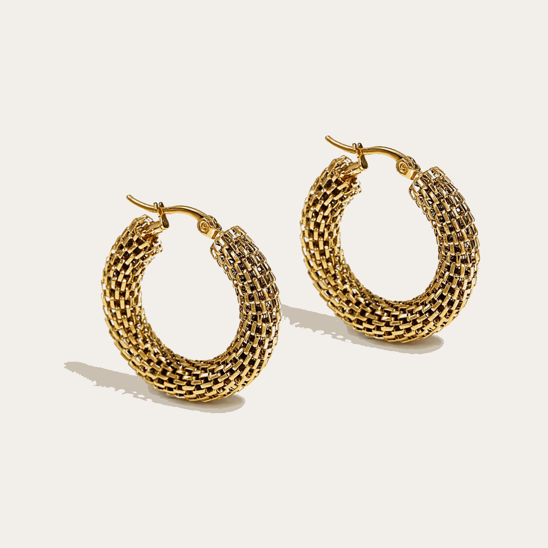 Créoles Albero – Boucles tressées 34 mm or 18K | L’Atelier de Malte