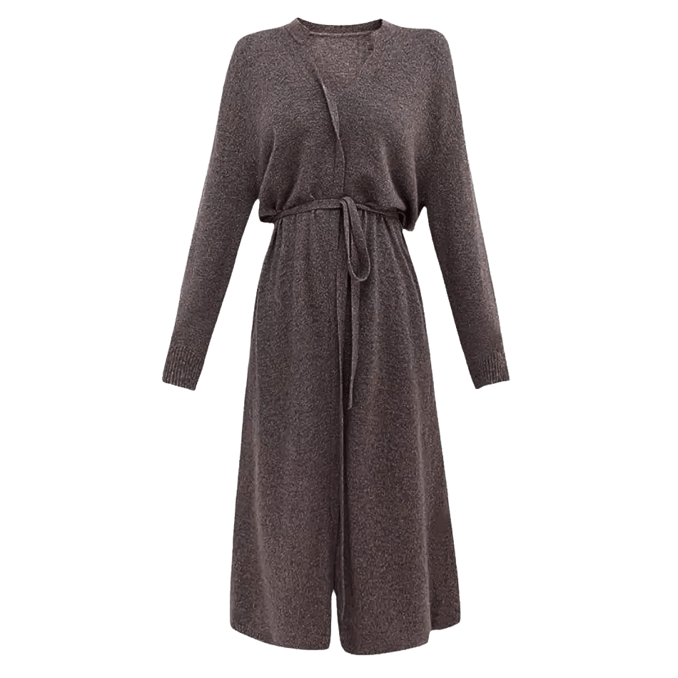Robe en Maille Éline – Robe pull femme mi-longue col V & ceinture
