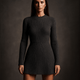 Robe Pull Naïa – Mini robe côtelée femme ajustée col rond hiver Gris / L