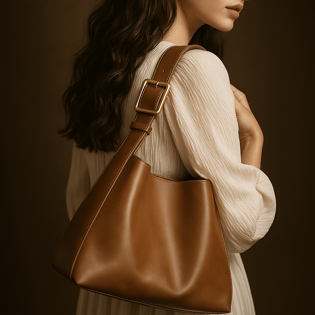 Sac à main épaule cuir vegan minimal – Sac Alba | L’Atelier de Malte Marron
