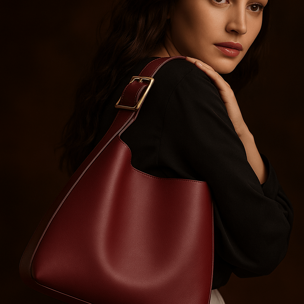 Sac à main épaule cuir vegan minimal – Sac Alba | L’Atelier de Malte Rouge