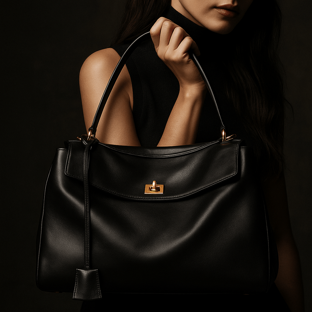 Sac à main femme Moira – Cabas cuir lisse & verrou tourniquet Or / 35-11-25cm
