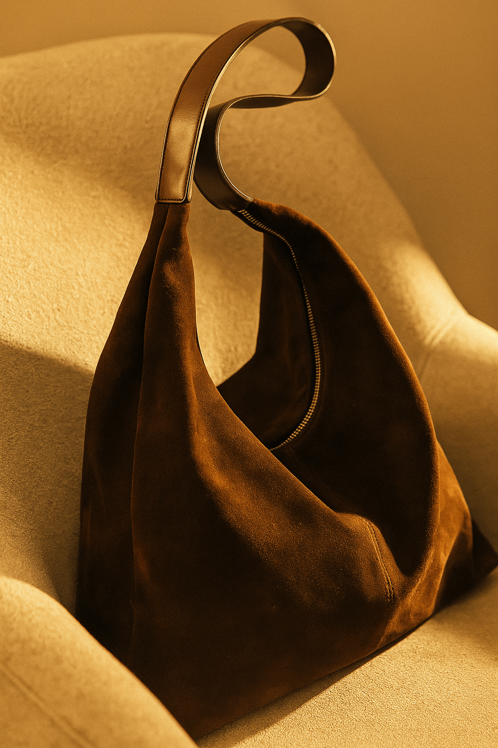 Sac à main hobo femme Isola – daim vegan zippé | L’Atelier de Malte