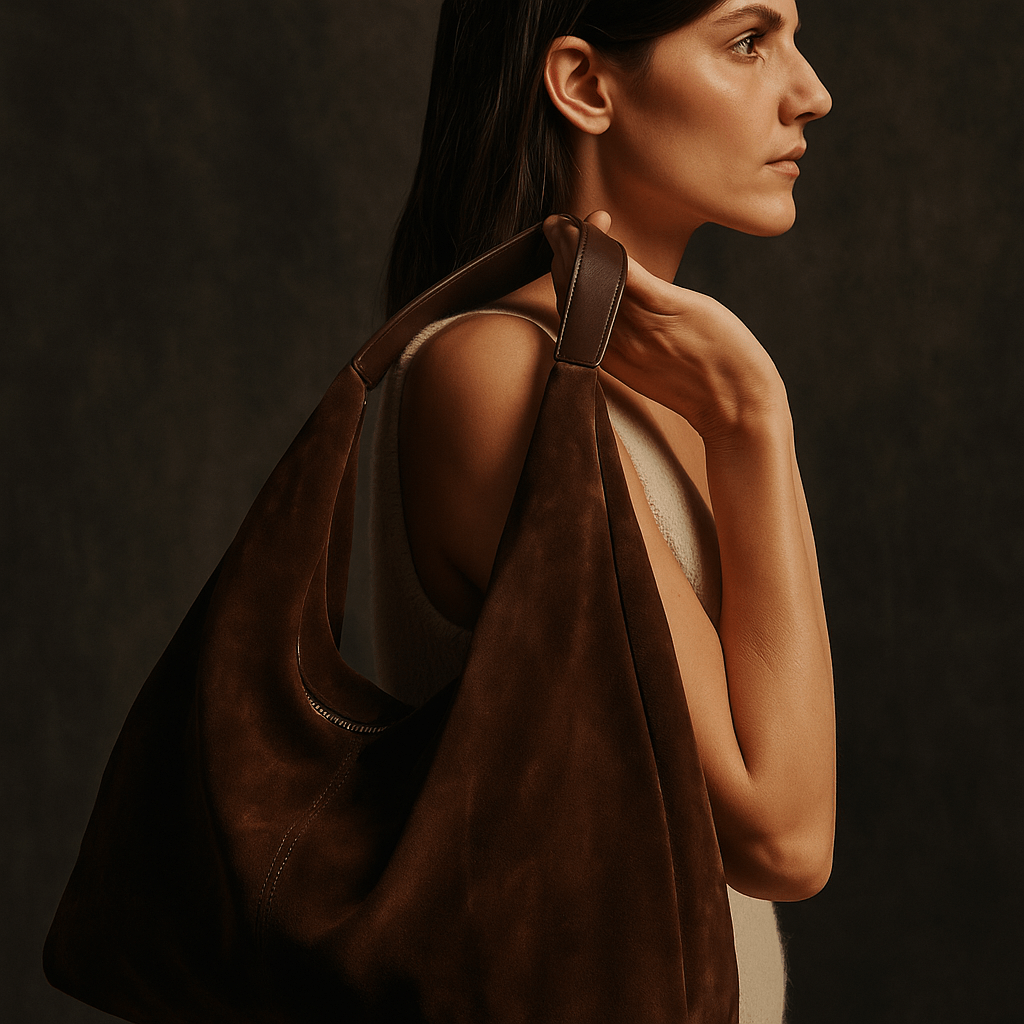 Sac à main hobo femme Isola – daim vegan zippé | L’Atelier de Malte Coffee