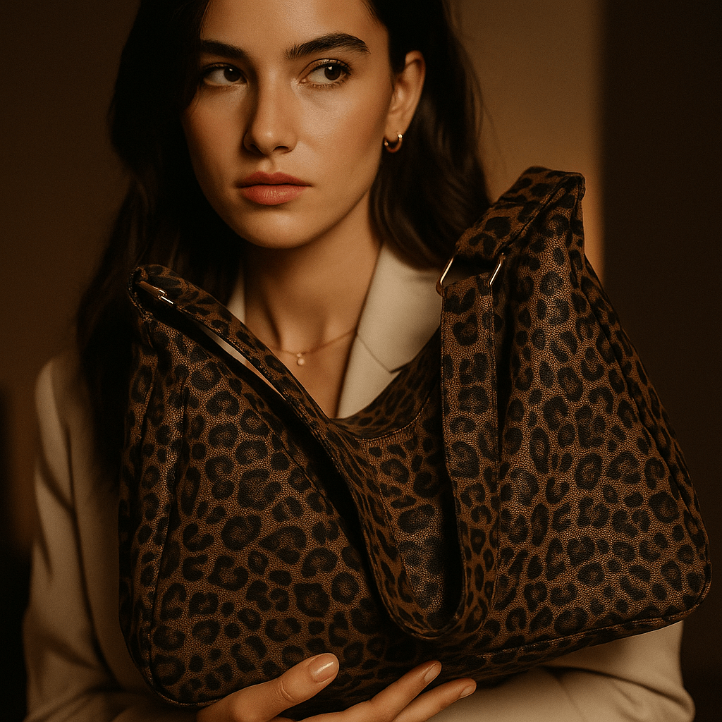Sac à main hobo léopard Lupa – toile légère & sangle réglable Coffee