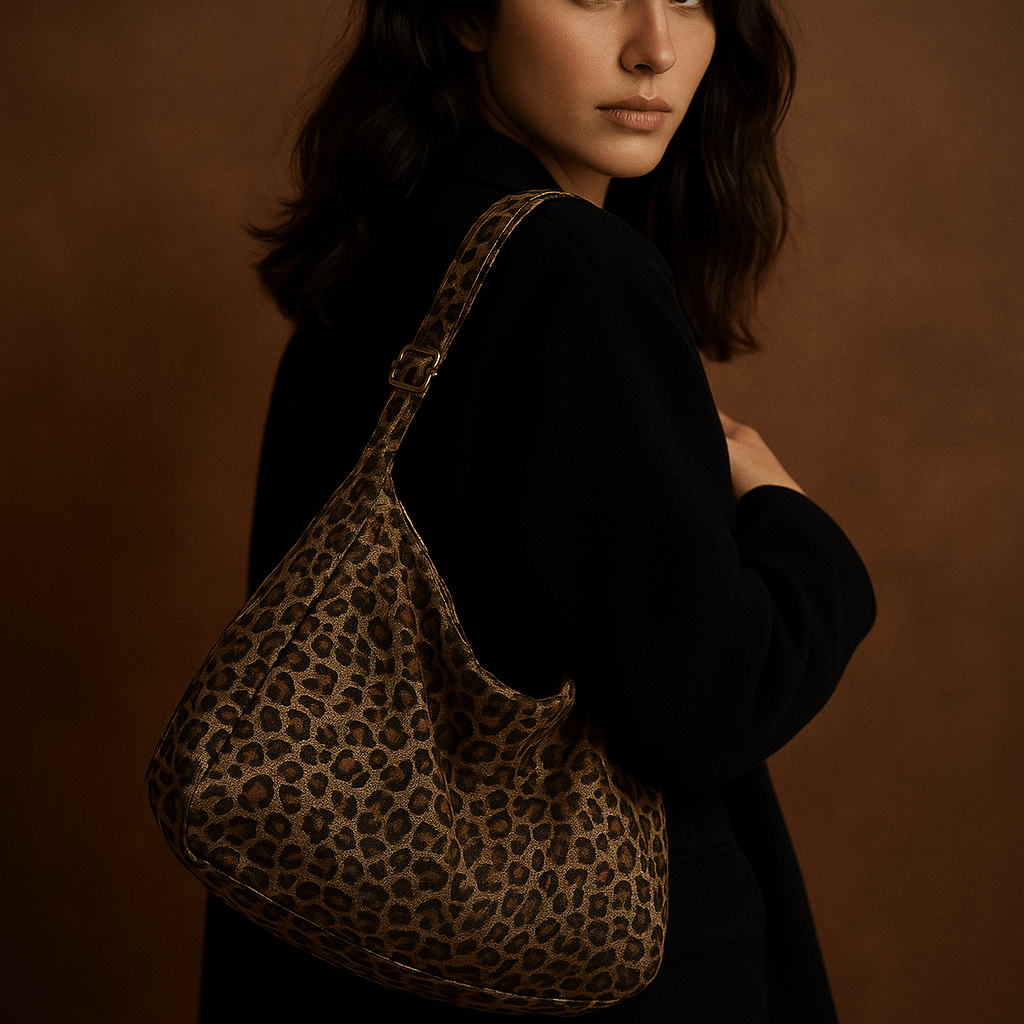 Sac à main hobo léopard Lupa – toile légère & sangle réglable Khaki