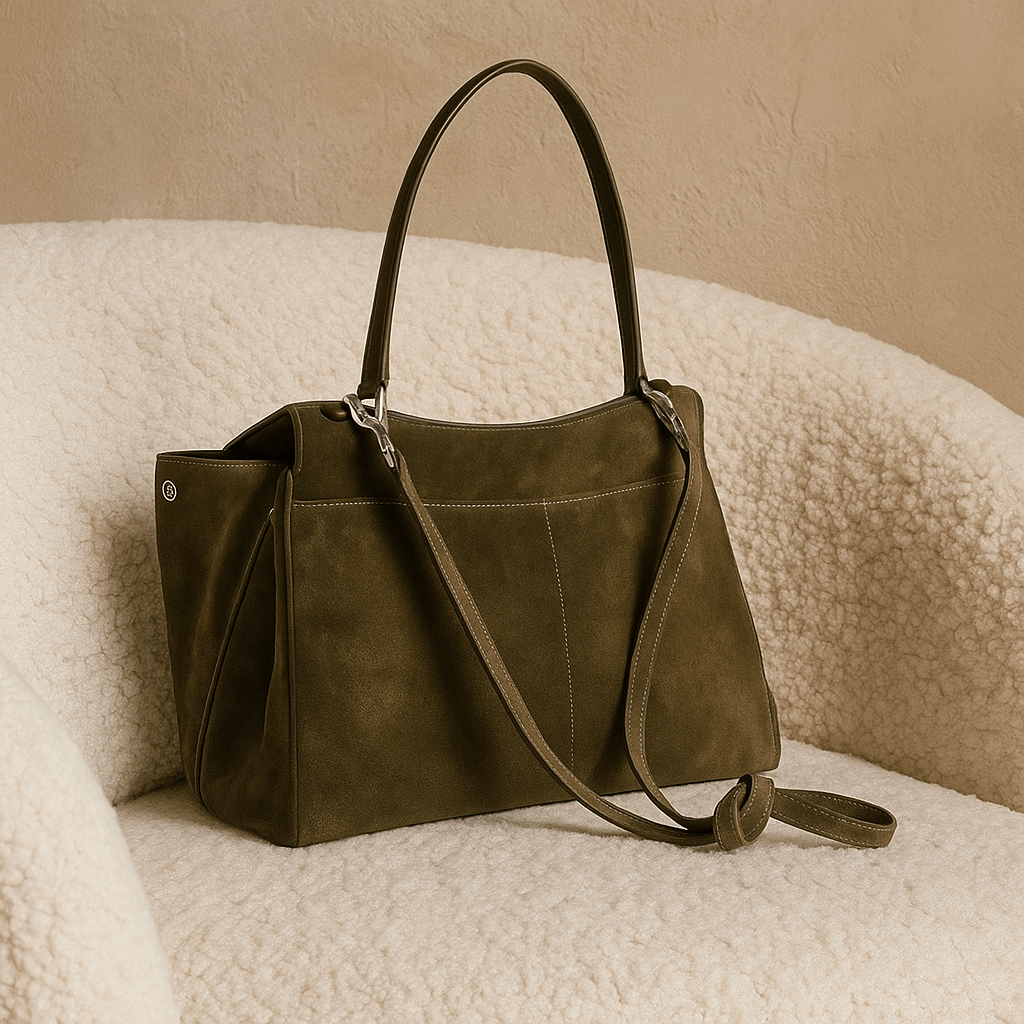 Sac à main Moira Chromatica – cabas en daim coloré L’Atelier de Malte Vert