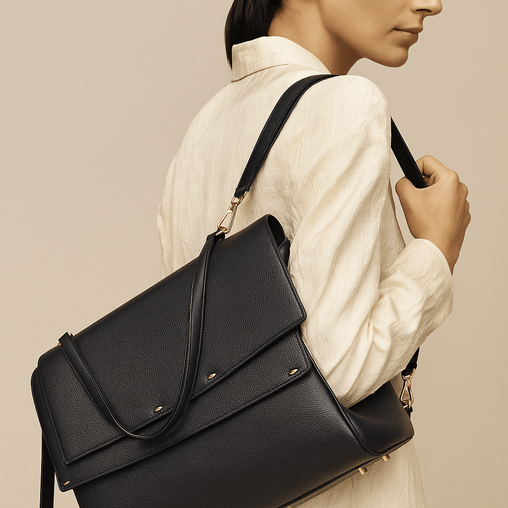 Sac à main Siena – cuir nappa & toile déperlante | L’Atelier de Malte