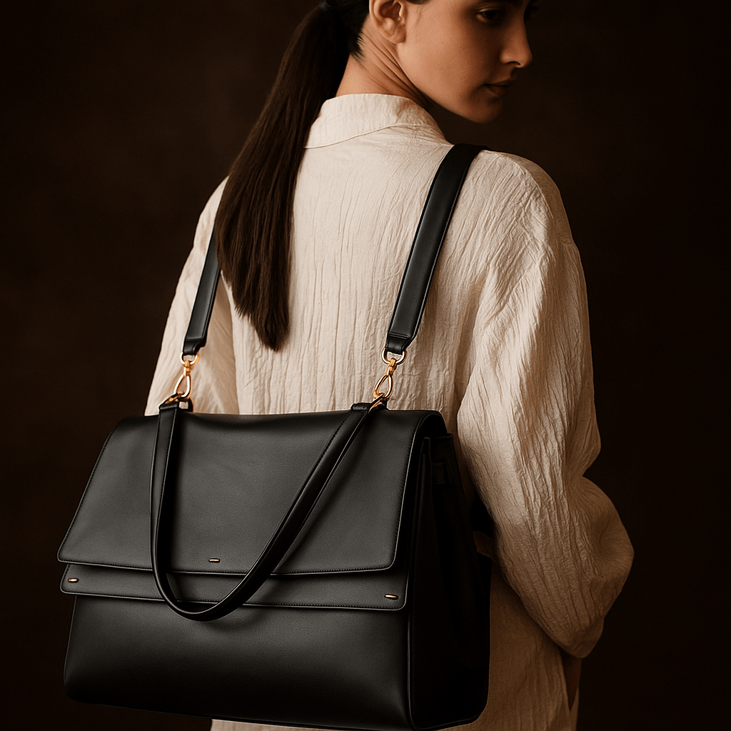 Sac à main Siena – cuir nappa & toile déperlante | L’Atelier de Malte