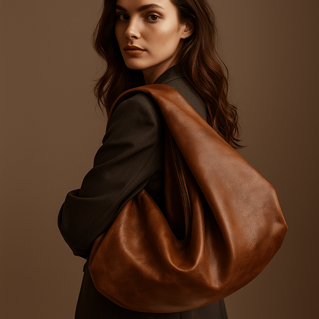 Sac à main Terra – grand hobo souple zippé | L’Atelier de Malte Marron