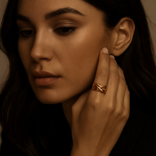Bague Sogno – Plaqué or 14k & anneaux croisés