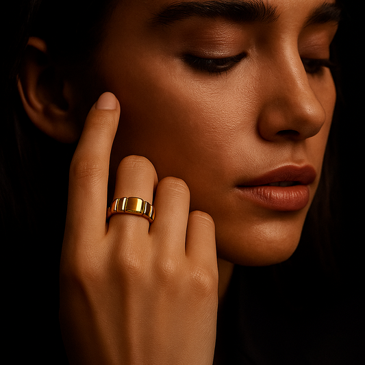 Bague Cascata – Plaqué or 14k à relief graphique