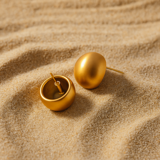 Boucles d’oreilles Semina – Galets  en acier plaqué or 18K