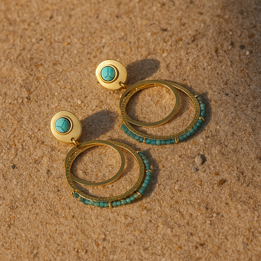 Boucles d’oreilles Profumo – Or 18k & cabochon turquoise