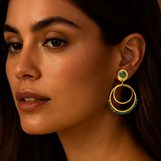 Boucles d’oreilles Profumo – Or 18k & cabochon turquoise