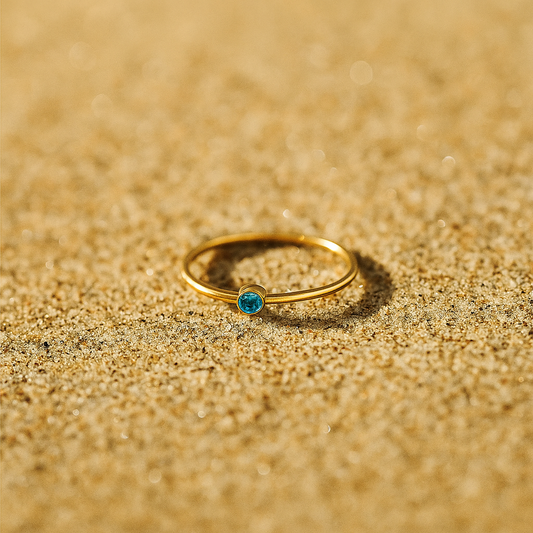 Bague Colori – Plaqué or & pierre de naissance