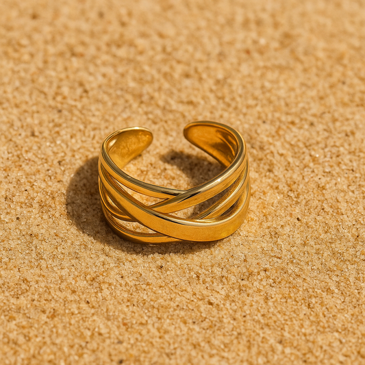 Bague Sogno – Plaqué or 14k & anneaux croisés