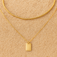 Collier Brillantezza – Double chaîne & pendentif rectangulaire