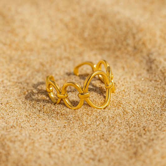 Bague Carezza – Plaqué or 18k & maillons entrelacés