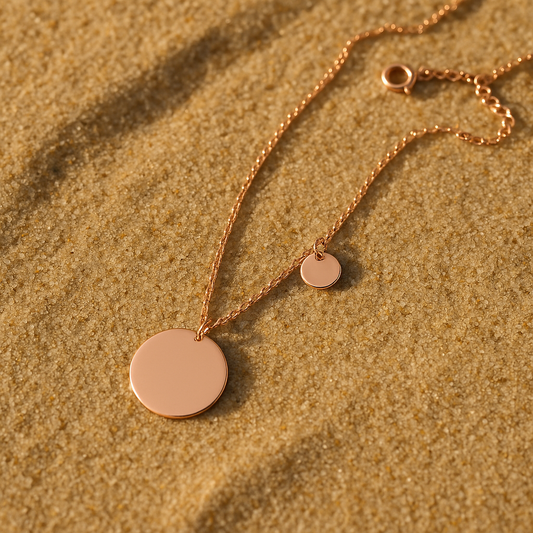 Collier Melodia – Acier argenté & duo de médailles lisses