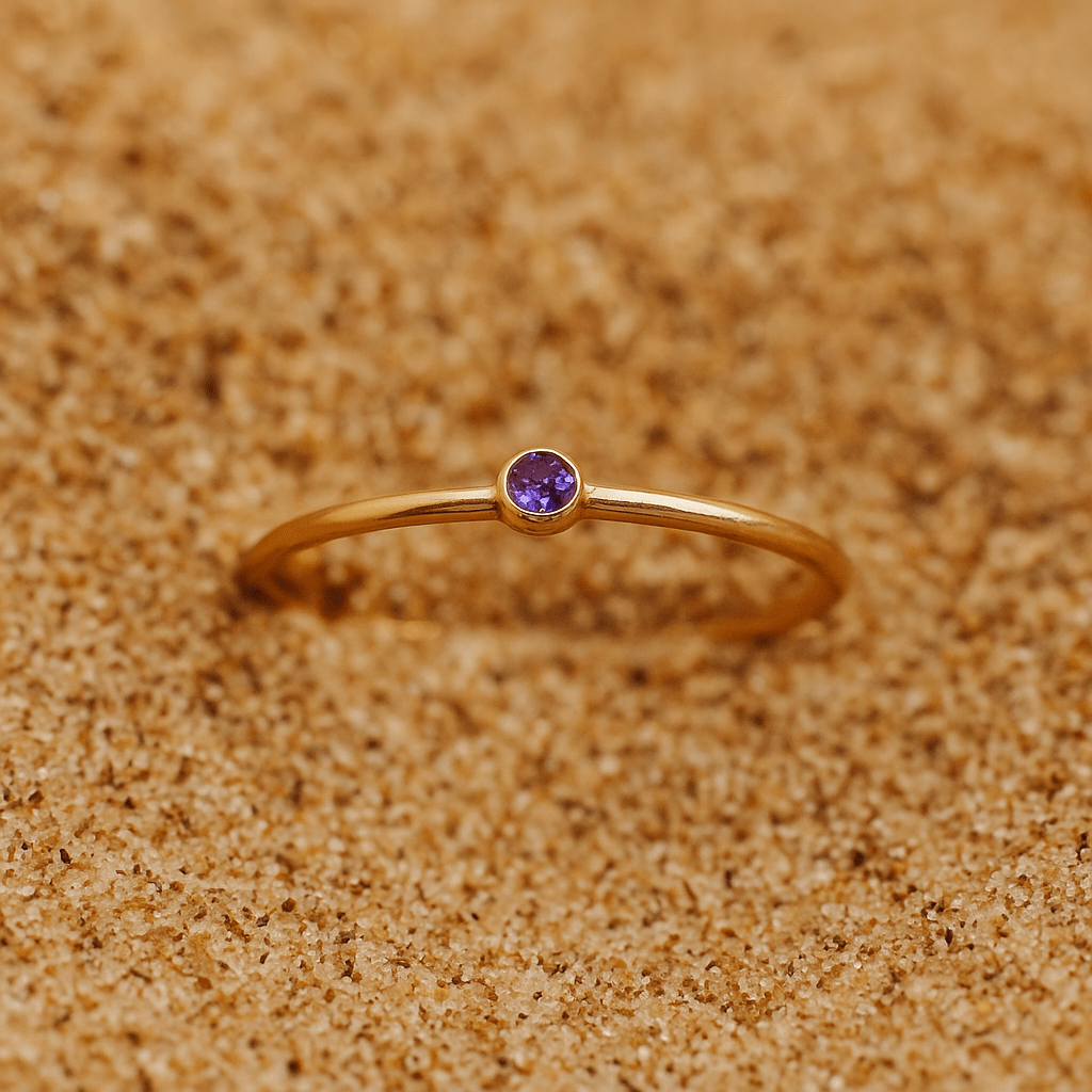 Bague Colori – Plaqué or & pierre de naissance | L’Atelier de Malte Février-Violet / 5