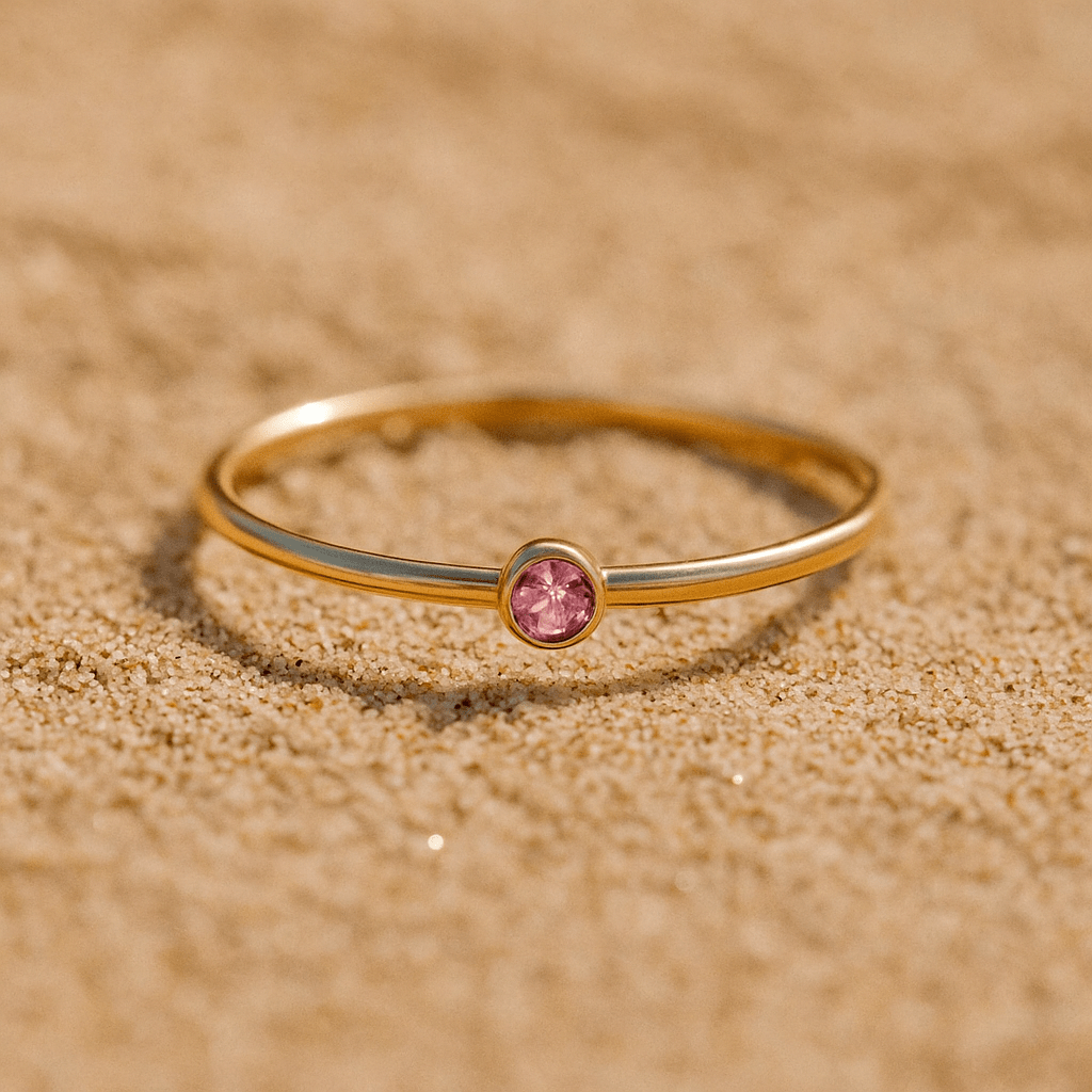 Bague Colori – Plaqué or & pierre de naissance | L’Atelier de Malte Juillet-Rose / 5