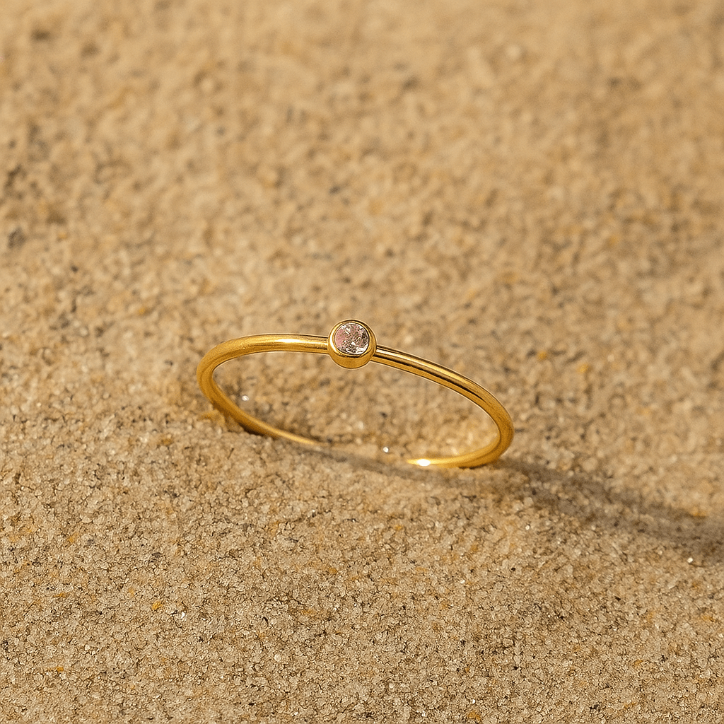Bague Colori – Plaqué or & pierre de naissance | L’Atelier de Malte Octobre-Rose / 5
