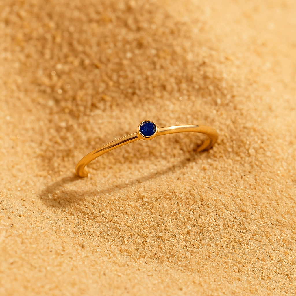 Bague Colori – Plaqué or & pierre de naissance | L’Atelier de Malte Septembre-Saphire / 5