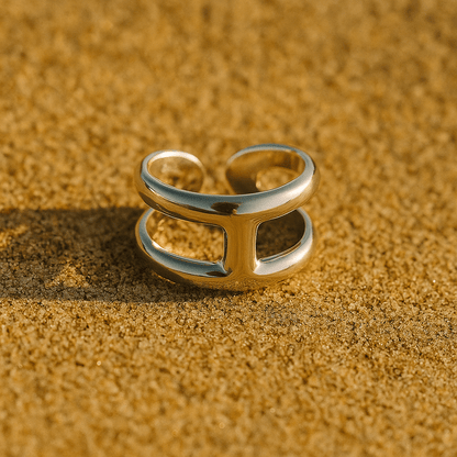 Bague Elena – Bague plaqué or design ajouré | L’Atelier de Malte Argent