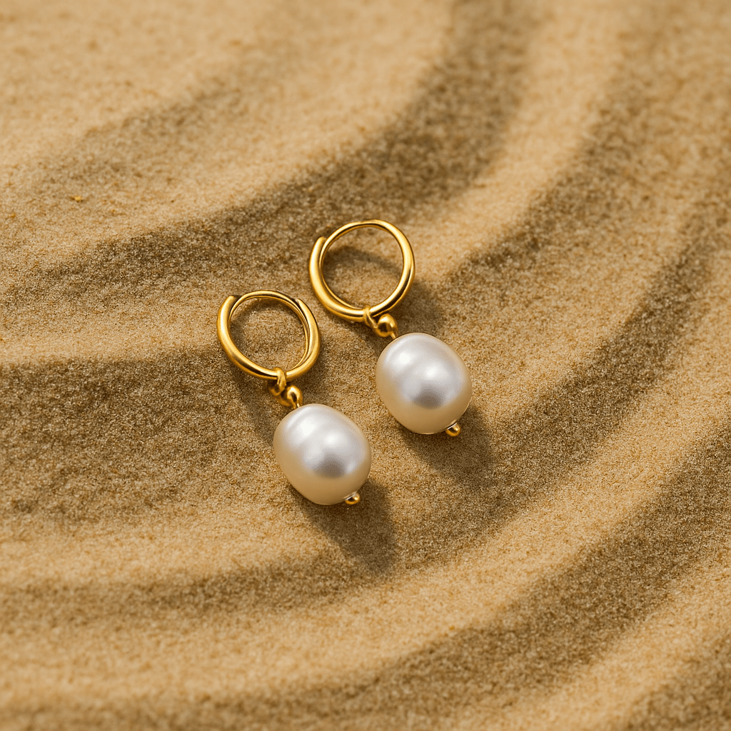 Boucles Agata – Créoles or & perles naturelles | L’Atelier de Malte Or