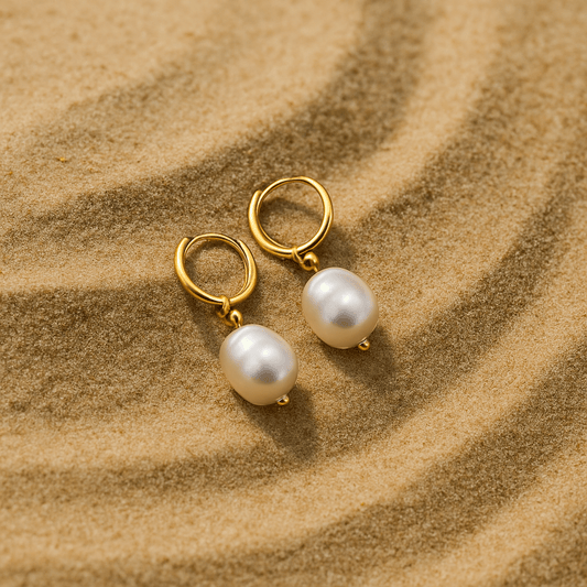 Boucles Agata – Créoles or & perles naturelles | L’Atelier de Malte Or