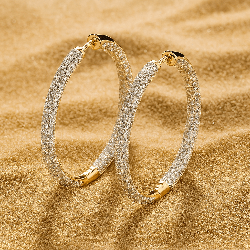 Boucles créoles zircon – Fauna argent 925 & or 18K | L’Atelier de Malte