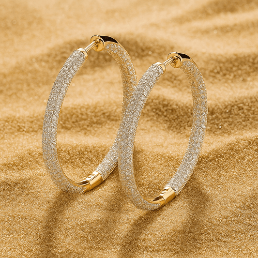 Boucles créoles zircon – Fauna argent 925 & or 18K | L’Atelier de Malte
