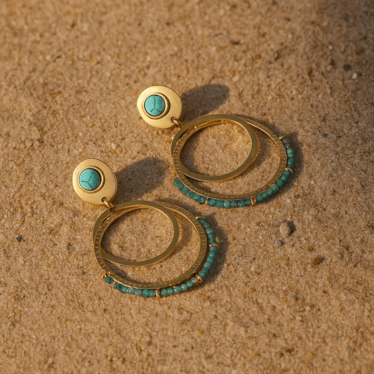 Boucles Profumo – Or 18k & pierres turquoise | L’Atelier de Malte